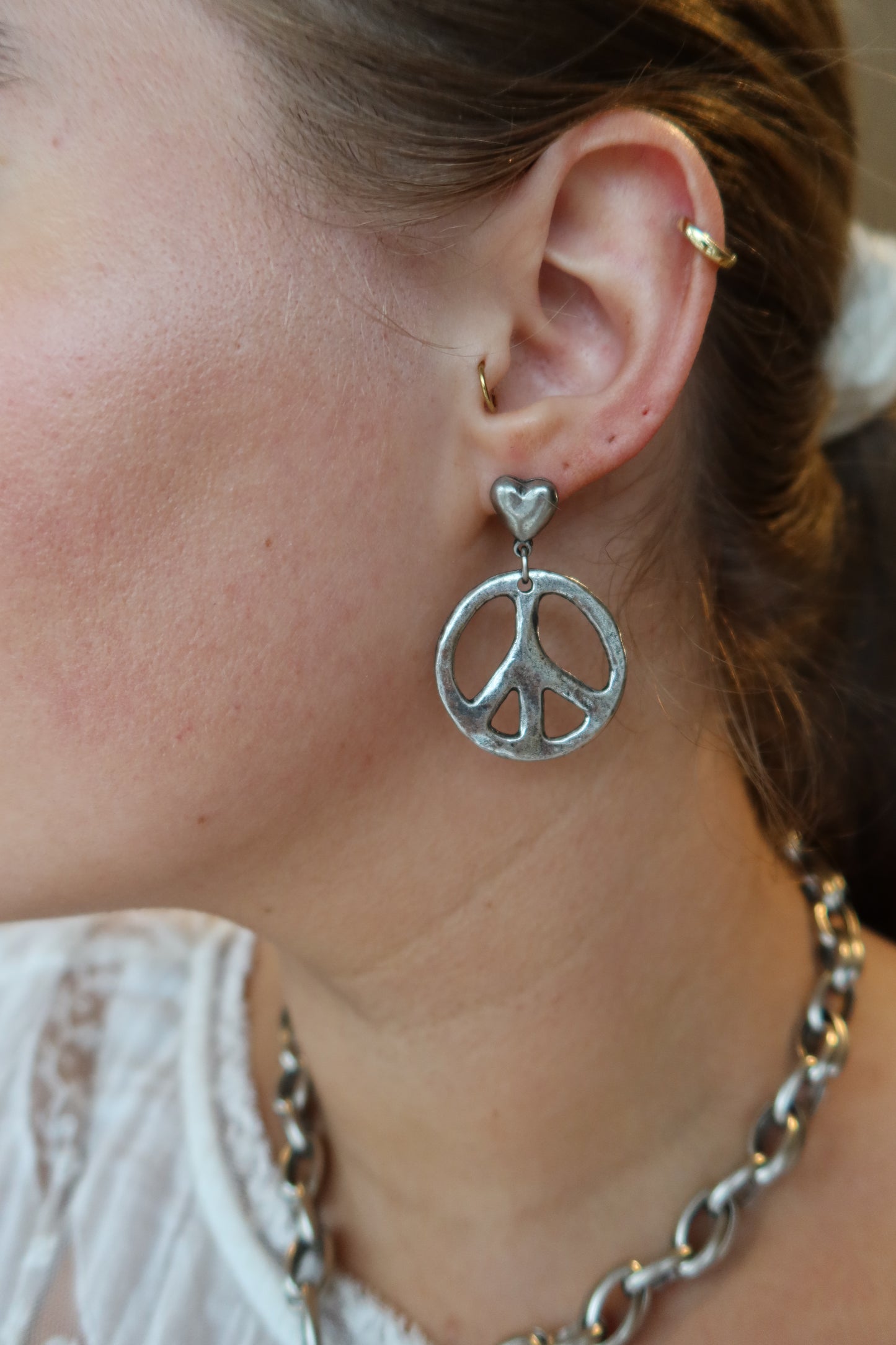 PEACE & LOVE EARRINGS - silver