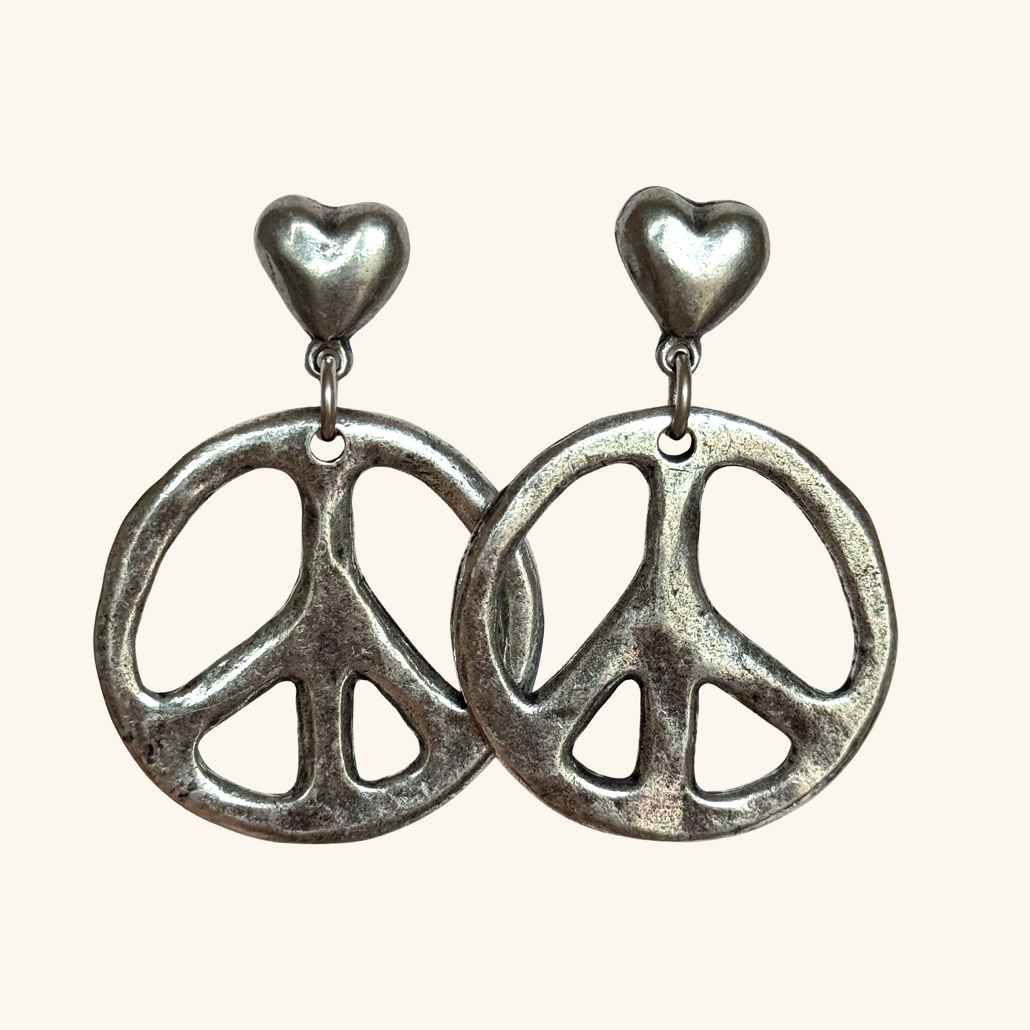 PEACE & LOVE EARRINGS - silver