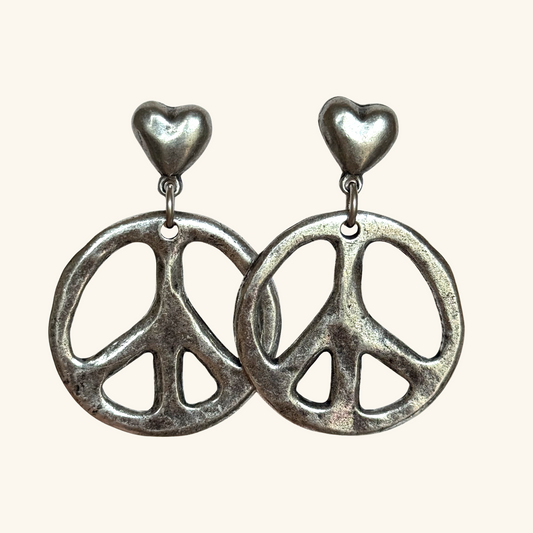 PEACE & LOVE EARRINGS - silver